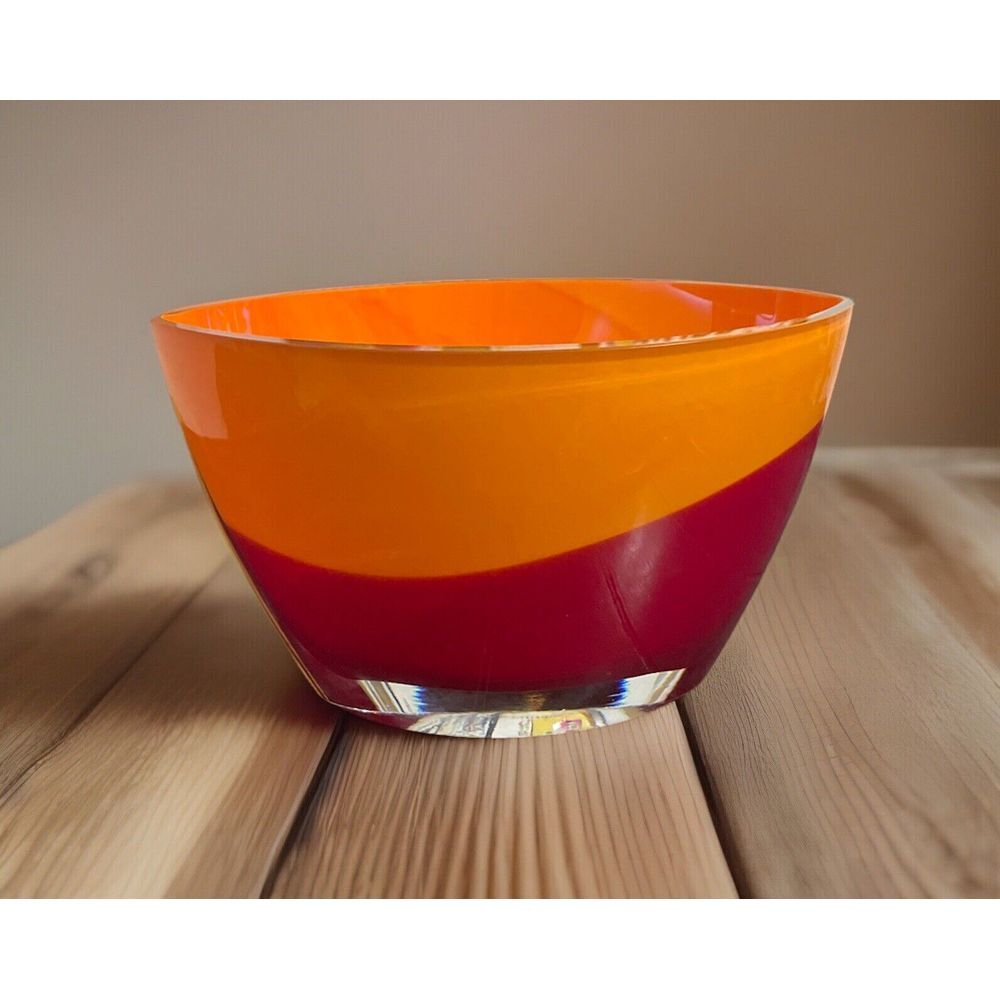 Evolution by Waterford Amber‎ & Red Glass Oval Bowl Vase